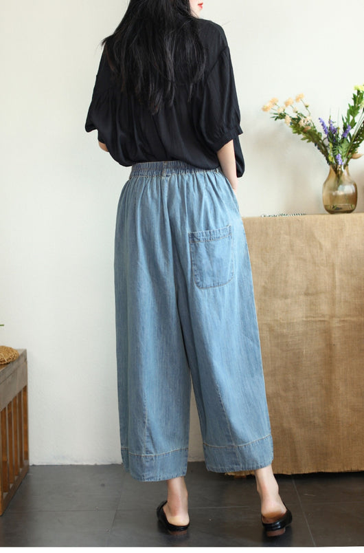 Pantalón Cropped Ancho de Tencel y Algodón para Tallas Grandes - Image 8