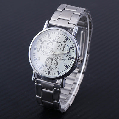 Reloj para Hombre con Correa de Acero y Cristal Blu-ray
