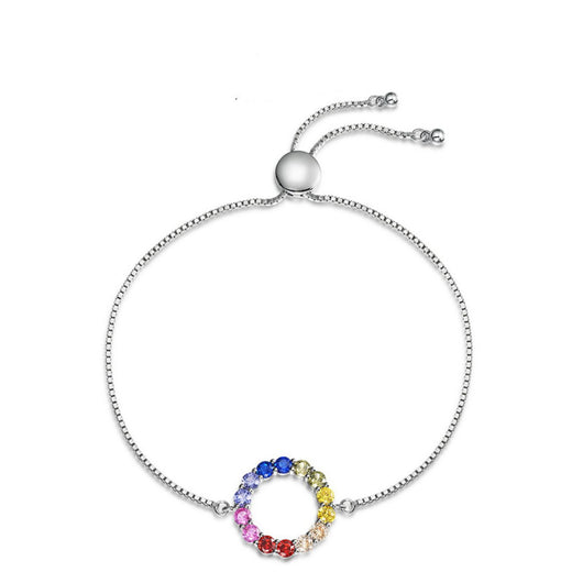 Pulsera de Plata con Gemas de Arcoíris Circular - Image 12