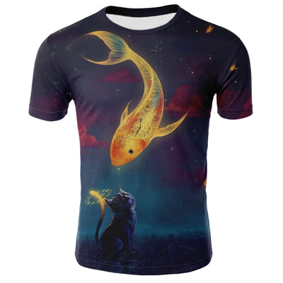Playera Deportiva Ajustada con Estampado 3D de Gatos - Image 16