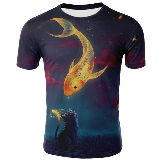 Playera Deportiva Ajustada con Estampado 3D de Gatos - Image 16