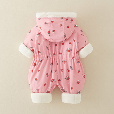 Abrigo Enterizo de Algodón Grueso para Bebé Niña - Pijama Invernal Cálido - Image 4