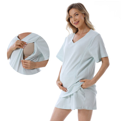 Pijama Materno Corto de Algodón Texturizado para Verano - Image 15