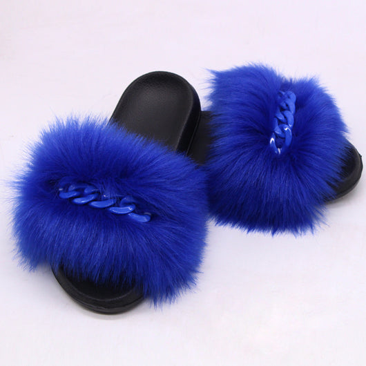 Pantuflas de Piel Sintética de Zorro con Cadena - Sandalias Peluche Cómodas - Image 18