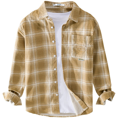 Camisa Cuadriculada de Algodón Cepillado - Estilo Retro Casual - Image 5