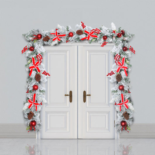 Corona Navideña Exterior con Efecto Nieve - Decoración Puerta Ratán Flocking - Image 13