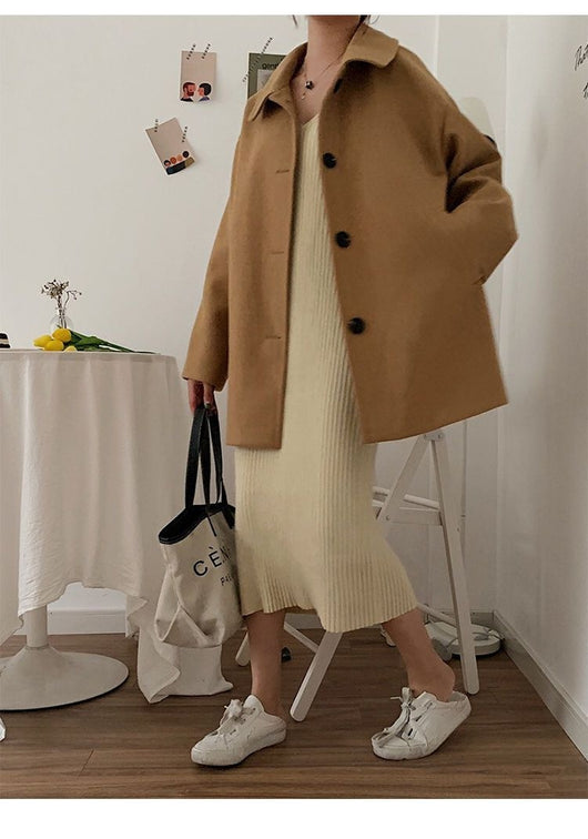 Abrigo Suelto Estilo Coreano Largo Mujer Talla Pequeña - Image 16