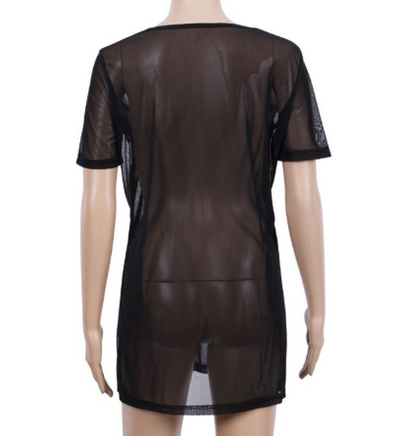 Blusa Semitransparente de Malla Manga Corta - Image 4