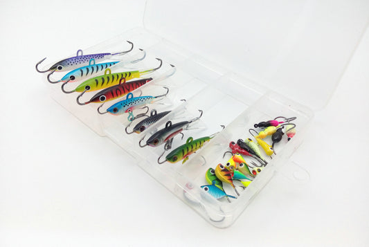 Set de 26 Anzuelos para Pesca en Hielo - Miniatura con Plomo