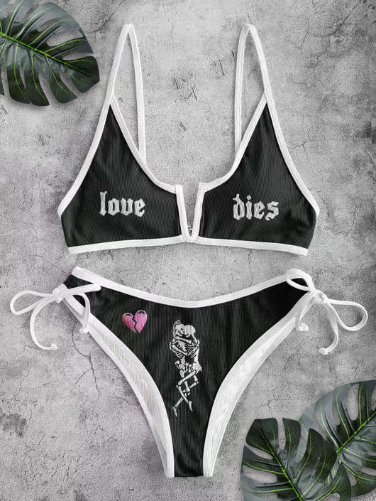 Bikini Dividido Calavera y Cielo Estrellado para Mujer - Image 12
