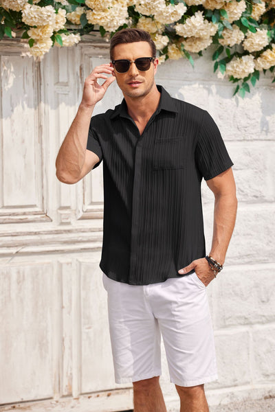 Camisa Cardigan Manga Corta para Hombre - Estilo Moderno y Versátil - Image 24