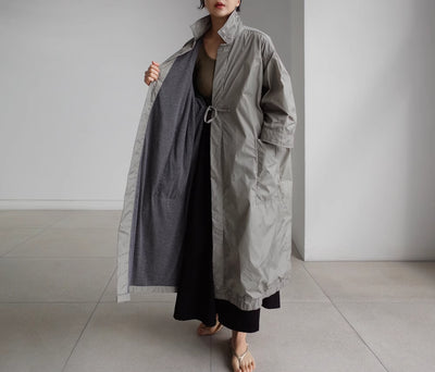 Abrigo Largo Tipo Gabardina para Mujer Talla Grande - Primavera y Otoño - Image 23