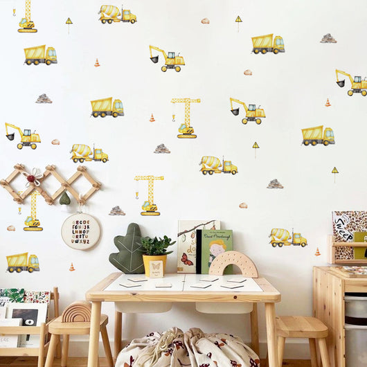 Stickers Adhesivos Decorativos Excavadora Infantil para Dormitorio Infantil