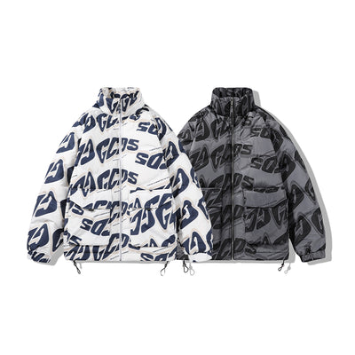 Chaqueta Acolchada Hombre Cuello Alto con Estampado de Letras - Image 8