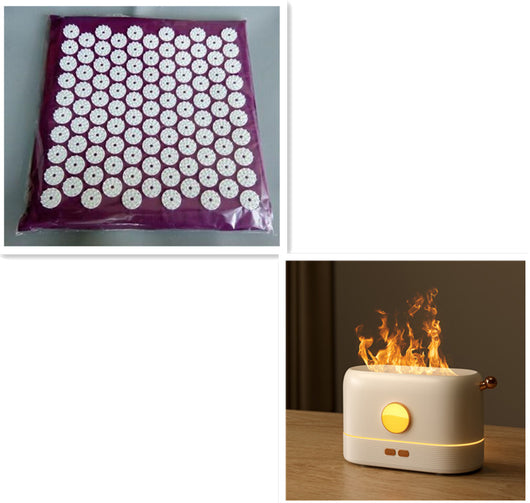 USB mosquito killer lamp with purple UV light and a white desktop humidifier with a simulated flame effect. - Image 14