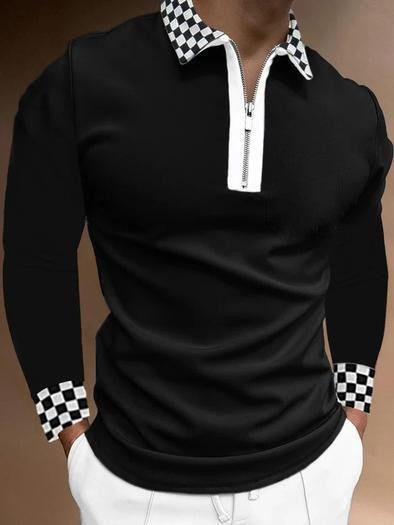 Polo Manga Larga Rayas Cuello Solapa Slim Fit Hombre