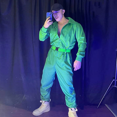 Traje Hip Hop para Cantante Unisex - Estilo Discoteca Verde - Image 3