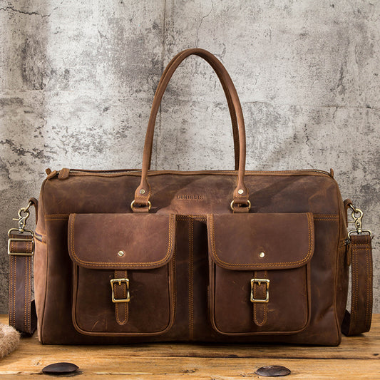 Bolsa de Viaje Grande en Cuero Crazy Horse Estilo Retro