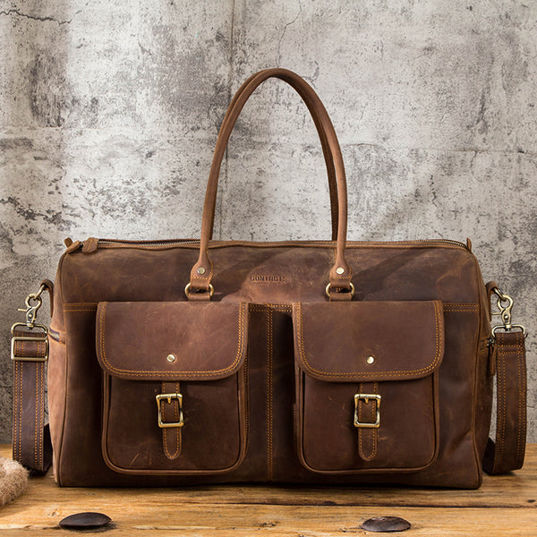 Bolsa de Viaje Grande en Cuero Crazy Horse Estilo Retro