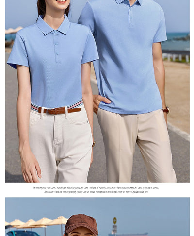 White short-sleeve polo shirt for men, made from a mercerized cotton blend with a three-button placket. - Image 13