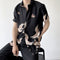 Camisa Retro Estilo Chino con Grúa para Hombre - Manga Corta Verano