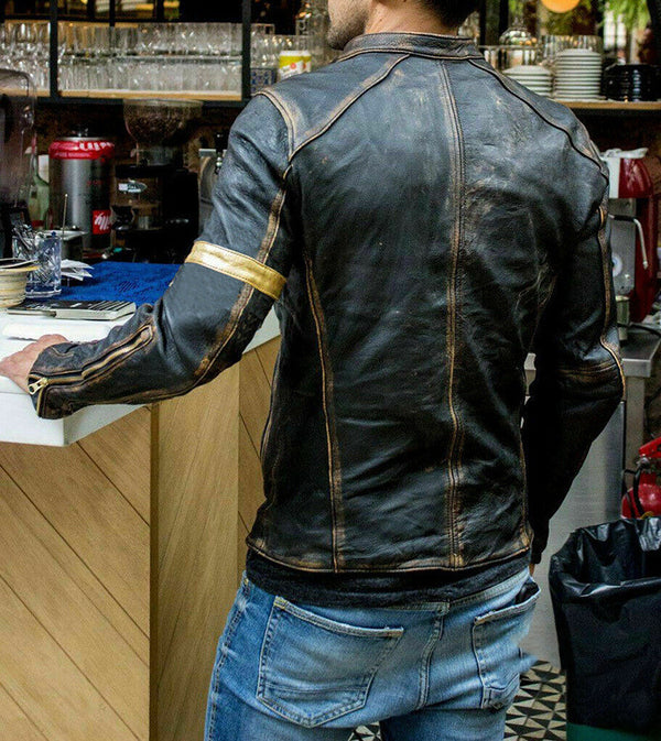 Chaqueta de Cuero para Motociclista Estilo Punk