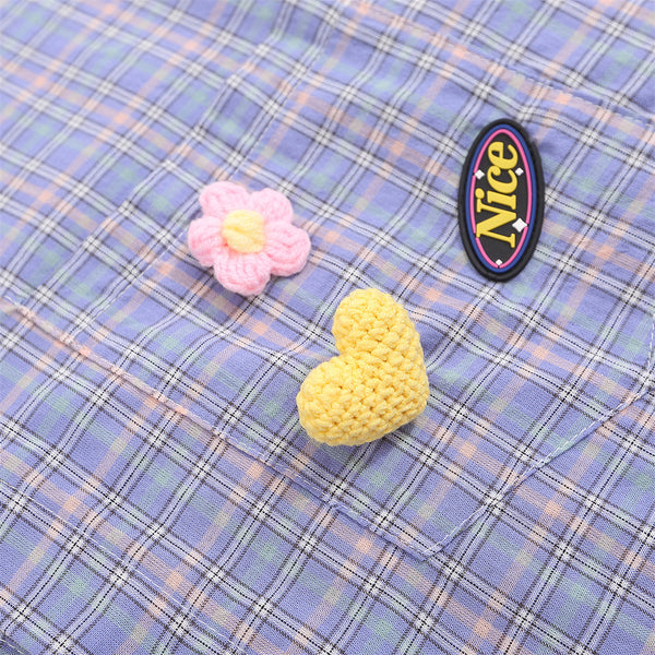 Camisa Cuadriculada Suelta con Diseño Personalizado y Bolsillos