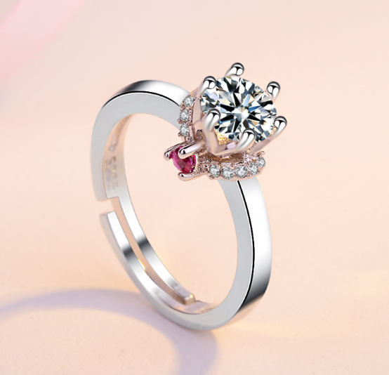 Anillo de Diamante Solitario con Seis Garras - Oro Blanco 18K