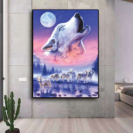 Pintura de Diamantes Siete Lobos Aullando a la Luna - DIY Punto de Cruz - Image 10