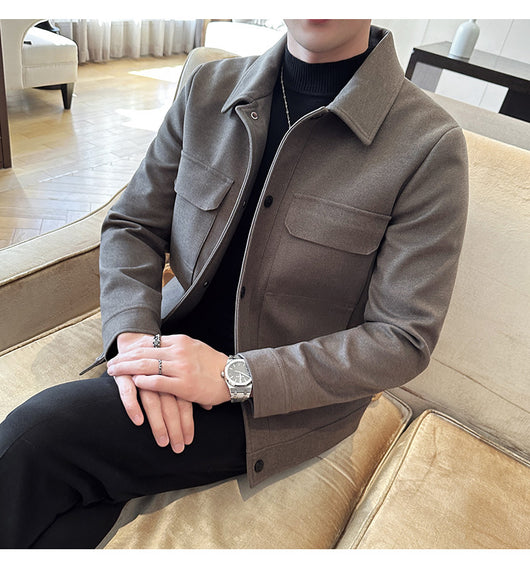 Blazer de Lana Corto para Hombre con Solapa Slim Fit Invierno - Image 14