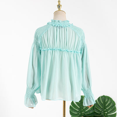 Blusa de Gasa Manga Larga Suelta para Mujer - Image 13