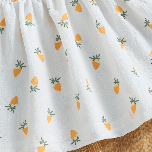 Vestido Infantil Estampado de Zanahoria con Cuello Cuadrado - Colección Verano - Image 10