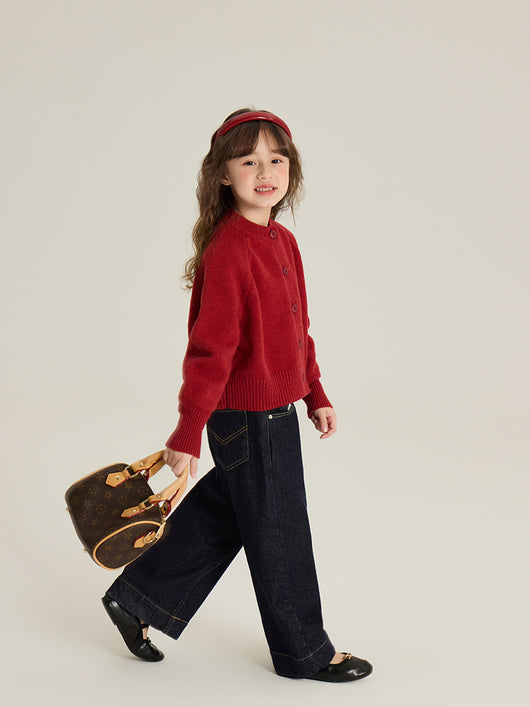 Cardigan Tejido Rojo Estilo Coreano para Niña - Image 18