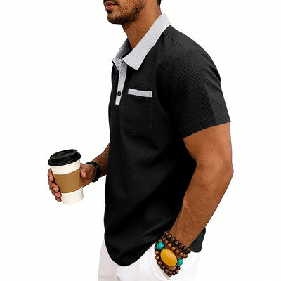 Polo Holgado de Punto Waffle para Hombre - Manga Corta - Image 33