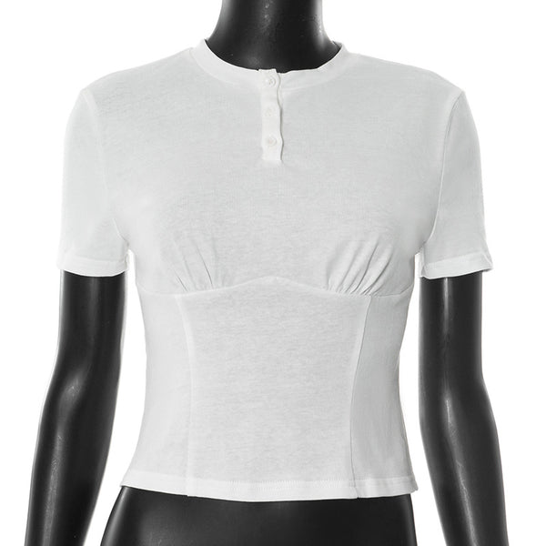 Blusa Básica para Mujer con Cuello Redondo, Botones y Hombros Caídos - Image 6
