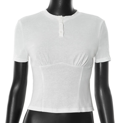 Blusa Básica para Mujer con Cuello Redondo, Botones y Hombros Caídos - Image 6