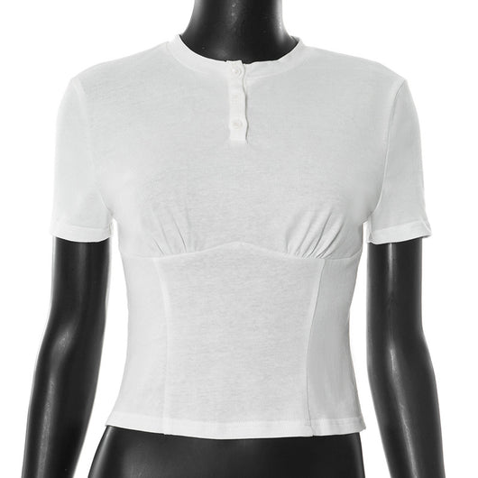 Blusa Básica para Mujer con Cuello Redondo, Botones y Hombros Caídos - Image 6