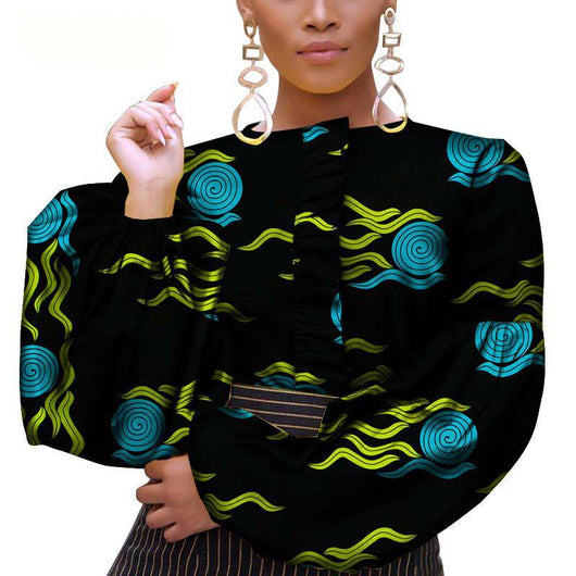 Blusa de Algodón con Mangas Abullonadas y Acabado Encerado - Image 11