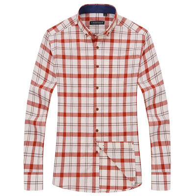Camisa Manga Larga Cuadros Algodón Hombre Estilo Coreano Slim Casual - Image 7