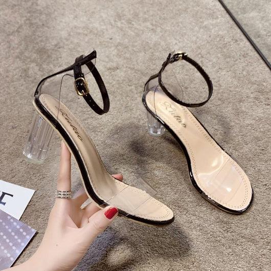 Sandalias Transparentes con Tacón Chunky de Cristal y Hebilla - Image 12
