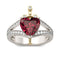 Anillo de Rubí en Forma de Corazón con Corona de Amor