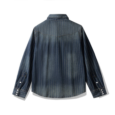 Camisa Denim a Rayas con Efecto Vintage Desgastado - Image 18