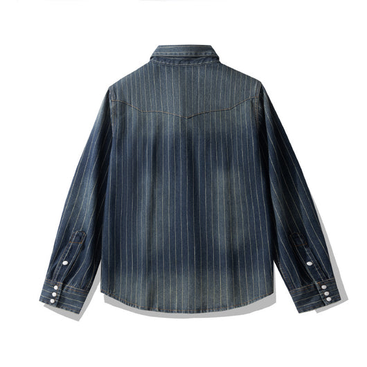 Camisa Denim a Rayas con Efecto Vintage Desgastado - Image 18