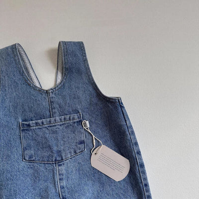 Pantalón Tipo Overol Denim Azul con Tirantes para Niños y Niñas - Image 9