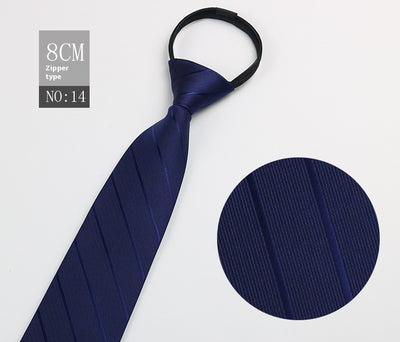 Corbata Negra Rayada Azul con Cierre Rápido - Corbata Ejecutiva Lazy Zip - Image 15