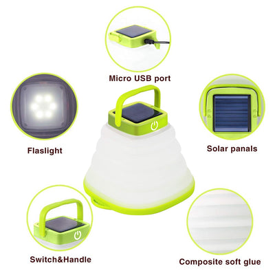 Linterna Solar Camping Plegable IP68 - Luz LED Recargable USB para Tienda de Campaña - Image 6