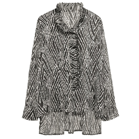 Blusa de Chifón con Cuello Parado y Volantes - Image 4