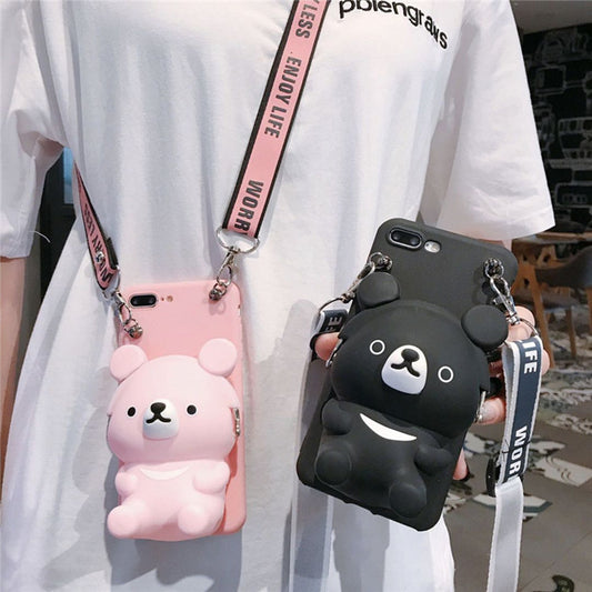 Funda Monedero Teléfono Osito Adorable
