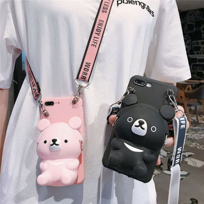 Funda Monedero Teléfono Osito Adorable
