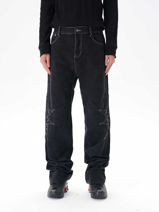 Jeans Sueltos Machete con Contraste de Color para Hombre - Image 2